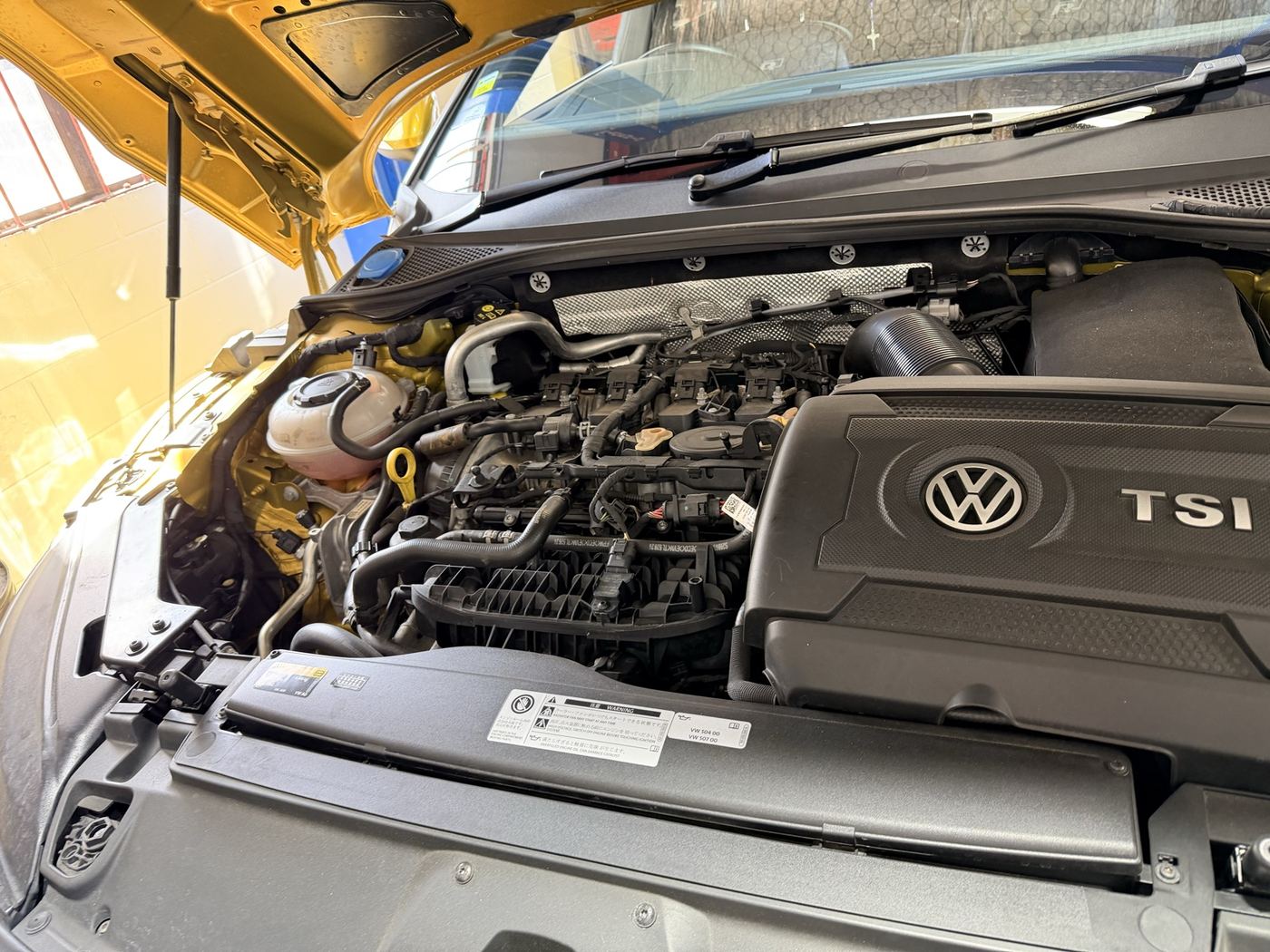 Volkswagen TSI engine bay serviced in our Wiri workshop